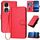 Custodia per telefono in pelle con fibbia in fibra di carbonio per Honor 90 YX0070 con cordino (rosso) Custodia per telefono in pelle con fibbia in fibra di carbonio per Honor 90 YX0070 con cordino (rosso)