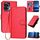 Custodia per telefono in pelle con fibbia in fibra di carbonio per Honor 100 YX0070 con cordino (rosso)