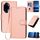 Per Honor 100 Pro YX0070 Custodia per telefono in pelle con fibbia in fibra di carbonio con cordino (rosa) Per Honor 100 Pro YX0070 Custodia per telefono in pelle con fibbia in fibra di carbonio con cordino (rosa)
