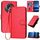 Custodia per telefono in pelle con fibbia in fibra di carbonio per Honor Magic5 Pro YX0070 con cordino (rosso)