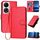 Custodia per telefono in pelle con fibbia in fibra di carbonio per Honor X7b 5G YX0070 con cordino (rosso) Custodia per telefono in pelle con fibbia in fibra di carbonio per Honor X7b 5G YX0070 con cordino (rosso)