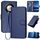 Per Honor X9b YX0070 Custodia per telefono in pelle con fibbia in fibra di carbonio con cordino (blu reale)
