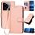 Per Xiaomi 14 Pro YX0070 Custodia per telefono in pelle con fibbia in fibra di carbonio con cordino (rosa)