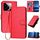 Per Xiaomi 14 YX0070 Custodia per telefono in pelle con fibbia in fibra di carbonio con cordino (rosso)