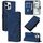 Custodia per telefono in pelle con custodia a tracolla in rilievo 3D per iPhone 16 Pro Max (blu)