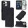 Custodia per telefono in pelle con custodia a tracolla in rilievo 3D per iPhone 16 Pro Max (nera)