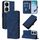 Custodia per telefono in pelle con custodia a tracolla in rilievo 3D per Honor Play 50 Plus (blu)