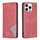 Custodia magnetica in pelle per iPhone 16 Pro Max con texture romboidale (rossa)