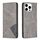 Custodia per telefono in pelle magnetica con texture romboidale per iPhone 16 Pro Max (grigio)