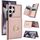 Per Samsung Galaxy S24 Ultra 5G Custodia per telefono con porta carte antifurto RFID (oro rosa)