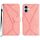 Custodia per telefono in pelle goffrata con cuciture per iPhone 16 Plus (rosa)