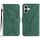 Custodia per telefono in pelle goffrata con cuciture per iPhone 16 Plus (verde)