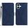 Custodia per telefono in pelle goffrata con cuciture per iPhone 16 Plus (blu)