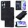 Custodia per telefono in pelle goffrata per Honor 70 Pro (nera)