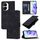 Custodia per telefono in pelle goffrata per Honor X40i (nera)