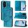 Custodia per telefono in pelle con farfalla goffrata per Honor 200 (blu)