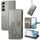 Per Samsung Galaxy S23 5G Custodia per telefono in pelle con fibbia in rilievo a quattro foglie (grigio) Per Samsung Galaxy S23 5G Custodia per telefono in pelle con fibbia in rilievo a quattro foglie (grigio)