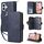 Per iPhone 16 Plus 9 slot per schede Custodia a portafoglio con cerniera Custodia in pelle per telefono (blu)
