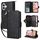 Per iPhone 16 Plus 9 slot per carte portafoglio con cerniera custodia in pelle per telefono (nero)