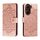 Custodia in pelle per telefono con motivo in rilievo Sun Mandala per vivo V29e (oro rosa)