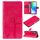 Custodia per cellulare in pelle con motivo albero e gatto in rilievo per vivo Y03 (rosa rossa)