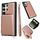 Per Samsung Galaxy S22 Ultra 5G Custodia per telefono con cerniera in tinta unita con 11 slot per schede e cordino (oro rosa) Per Samsung Galaxy S22 Ultra 5G Custodia per telefono con cerniera in tinta unita con 11 slot per schede e cordino (oro rosa)