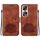 Custodia per telefono in pelle goffrata Honor 90 Pro Lotus (marrone)