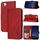 Custodia per telefono in pelle flip con motivo Happy Cat in rilievo per iPhone SE 2024 (rossa)