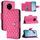 Per Honor 50 Lite / Huawei nova 8i Custodia in pelle con texture rombica e cordino (rosso rosa) Per Honor 50 Lite / Huawei nova 8i Custodia in pelle con texture rombica e cordino (rosso rosa)