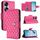 Custodia per telefono in pelle con texture rombica per Honor 70 Pro con cordino (rosso rosa) Custodia per telefono in pelle con texture rombica per Honor 70 Pro con cordino (rosso rosa)