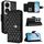 Custodia per telefono in pelle flip con texture rombica per Honor Play 50 Plus con cordino (nero) Custodia per telefono in pelle flip con texture rombica per Honor Play 50 Plus con cordino (nero)
