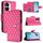 Custodia per telefono in pelle con texture rombica per Honor X40i con cordino (rosso rosa) Custodia per telefono in pelle con texture rombica per Honor X40i con cordino (rosso rosa)