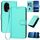 Per Honor 200 Pro YX0070 Custodia per telefono in pelle con fibbia in fibra di carbonio con cordino (azzurro)