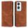 Custodia per cellulare in pelle con motivo a strisce per vivo Y03 / Y18 / Y18e con cordino (marrone)