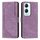 Custodia per cellulare in pelle con motivo a strisce per vivo Y03 / Y18 / Y18e con cordino (viola)