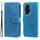 Custodia per cellulare in pelle con stampa a sette petali di fiori per Honor 200 (blu) Custodia per cellulare in pelle con stampa a sette petali di fiori per Honor 200 (blu)