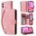Custodia a tracolla in pelle con portafoglio e slot per iPhone 16 (rosa) EDA005483905F 6922679418168