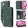 Per iPhone 16 Custodia a tracolla in pelle con cerniera per portafoglio con slot multischeda (verde)