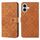 Per iPhone 16 Custodia per telefono in pelle con motivo in rilievo in stile etnico (marrone)