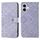 Per iPhone 16 Custodia per telefono in pelle con motivo in rilievo in stile etnico (viola)