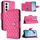 Per OPPO Reno12 5G Global Rhombic Texture Flip Custodia in Pelle per Telefono con Lanyard (Rosso Rosa) Per OPPO Reno12 5G Global Rhombic Texture Flip Custodia in Pelle per Telefono con Lanyard (Rosso Rosa)