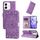 Custodia per telefono in pelle con motivo girasole in rilievo per Honor X60i (viola) Custodia per telefono in pelle con motivo girasole in rilievo per Honor X60i (viola)