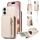 Per iPhone 16 Plus Crossbody Lanyard Zipper Wallet Custodia per telefono in pelle (beige)