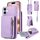 Per iPhone 16 Plus Custodia per telefono in pelle con cordino e cerniera a tracolla (viola)
