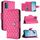 Per Nokia C300 Custodia per telefono cellulare in pelle con texture rombica e cordino (rosso rosa) Per Nokia C300 Custodia per telefono cellulare in pelle con texture rombica e cordino (rosso rosa)