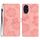 Custodia in pelle con motivo a rilievo floreale per Honor 200 (rosa)