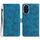 Custodia in pelle con motivo a rilievo floreale per Honor 200 Pro (blu)