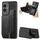 Custodia per telefono posteriore con cerniera in pelle retrò per Honor 100 (nera) Custodia per telefono posteriore con cerniera in pelle retrò per Honor 100 (nera)