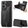 Custodia per telefono posteriore con cerniera in pelle retrò per Honor X7a (nera) Custodia per telefono posteriore con cerniera in pelle retrò per Honor X7a (nera)