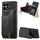 Custodia per telefono posteriore con cerniera in pelle retrò per Honor X8a (nera) Custodia per telefono posteriore con cerniera in pelle retrò per Honor X8a (nera)